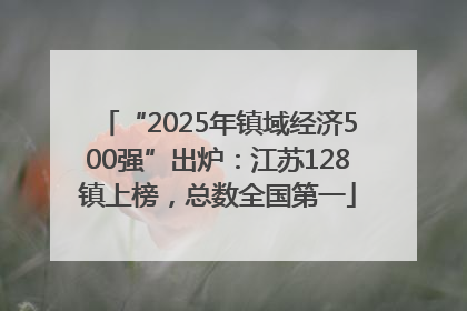 “2025年镇域经济500强”出炉：江苏128镇上榜，总数全国第一