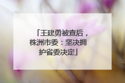 王建勇被查后，株洲市委：坚决拥护省委决定