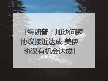 特朗普：加沙问题协议接近达成 美伊协议有机会达成