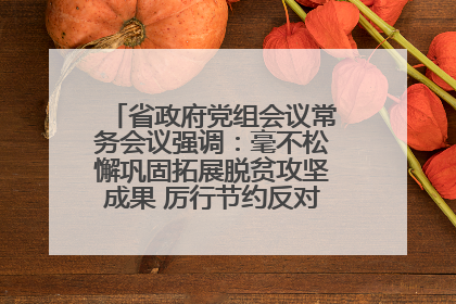 省政府党组会议常务会议强调：毫不松懈巩固拓展脱贫攻坚成果 厉行节约反对浪费弘扬优良作风