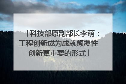 科技部原副部长李萌：工程创新成为成就颠覆性创新更重要的形式