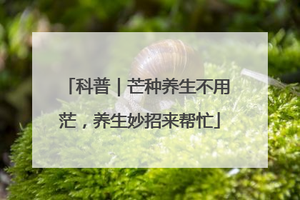 科普｜芒种养生不用茫，养生妙招来帮忙