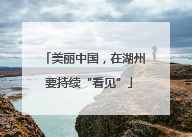 美丽中国，在湖州要持续“看见”