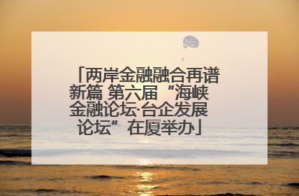 两岸金融融合再谱新篇 第六届“海峡金融论坛·台企发展论坛”在厦举办