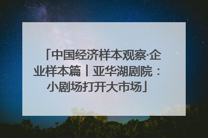中国经济样本观察·企业样本篇︱亚华湖剧院：小剧场打开大市场