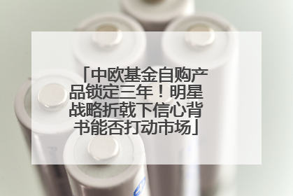 中欧基金自购产品锁定三年！明星战略折戟下信心背书能否打动市场