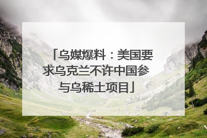 乌媒爆料：美国要求乌克兰不许中国参与乌稀土项目