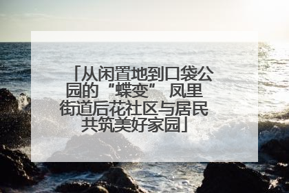 从闲置地到口袋公园的“蝶变” 凤里街道后花社区与居民共筑美好家园