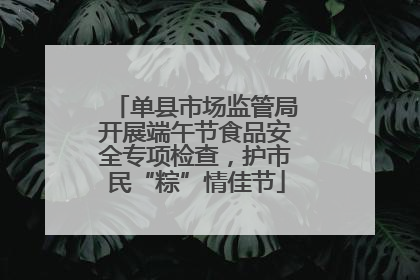 单县市场监管局开展端午节食品安全专项检查，护市民“粽”情佳节