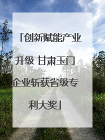 创新赋能产业升级 甘肃玉门企业斩获省级专利大奖