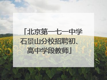 北京第一七一中学石景山分校招聘初、高中学段教师
