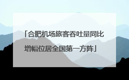 合肥机场旅客吞吐量同比增幅位居全国第一方阵