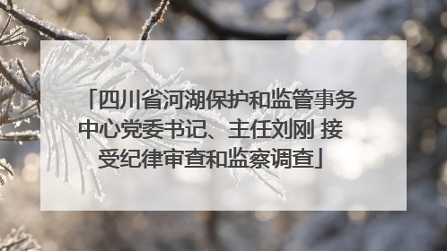 四川省河湖保护和监管事务中心党委书记、主任刘刚 接受纪律审查和监察调查