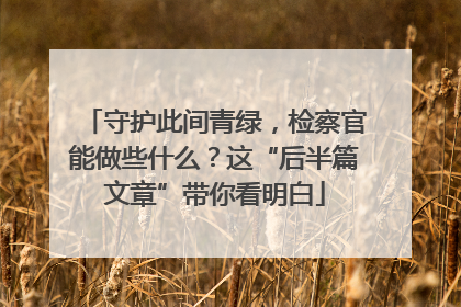 守护此间青绿，检察官能做些什么？这“后半篇文章”带你看明白