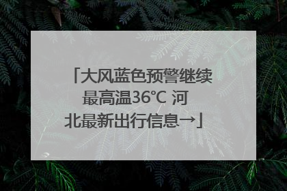 大风蓝色预警继续 最高温36℃ 河北最新出行信息→