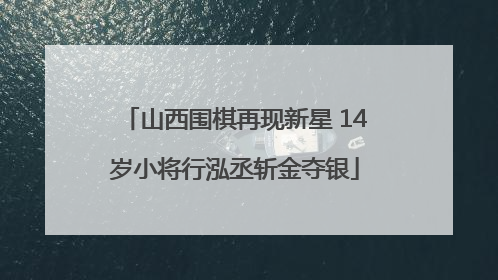 山西围棋再现新星 14岁小将行泓丞斩金夺银