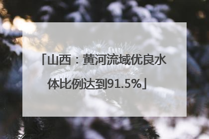 山西：黄河流域优良水体比例达到91.5%