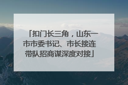 扣门长三角，山东一市市委书记、市长接连带队招商谋深度对接