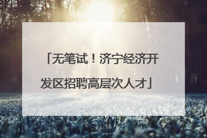 无笔试！济宁经济开发区招聘高层次人才