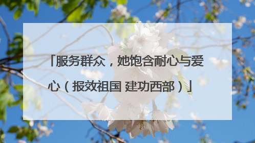 服务群众，她饱含耐心与爱心（报效祖国 建功西部）