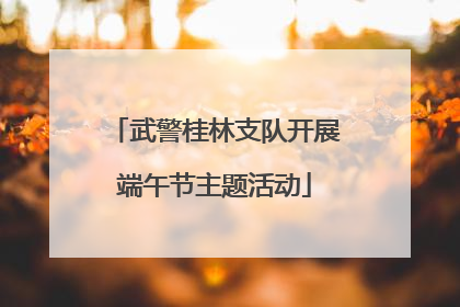 武警桂林支队开展端午节主题活动