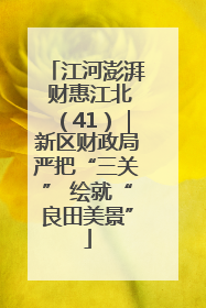 江河澎湃 财惠江北（41）｜新区财政局严把“三关” 绘就“良田美景”