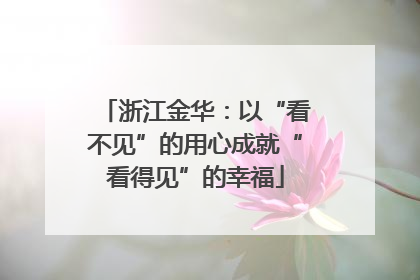 浙江金华：以“看不见”的用心成就“看得见”的幸福