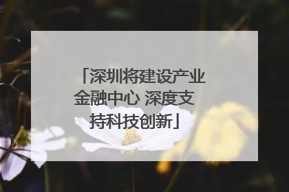 深圳将建设产业金融中心 深度支持科技创新