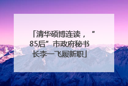 清华硕博连读，“85后”市政府秘书长李一飞履新职