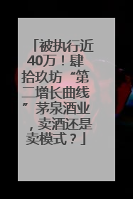 被执行近40万！肆拾玖坊“第二增长曲线”茅泉酒业，卖酒还是卖模式？