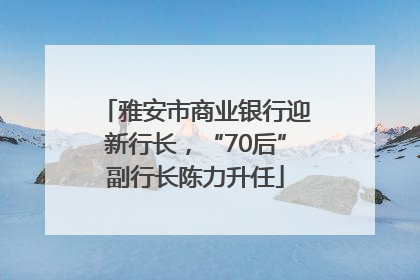 雅安市商业银行迎新行长，“70后”副行长陈力升任