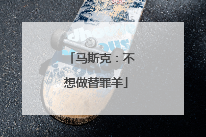 马斯克：不想做替罪羊