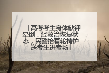 高考考生身体缺钾晕倒，经救治恢复状态，民警抬着轮椅护送考生进考场