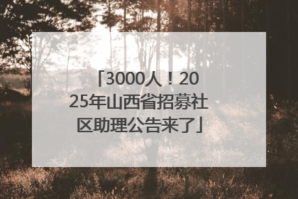 3000人！2025年山西省招募社区助理公告来了